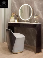 Meuble de maquillage italien de luxe personnalisé en marbre, meuble de luxe post-moderne, Table de maquillage Design de chambre à coucher coiffeuse