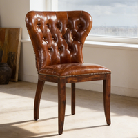 Chaises de salle à manger classiques américaines en bois, style vintage, avec coussins en cuir, personnalisables