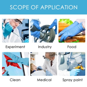 Hot sale CE FDA backing Flexible wear-resistant Durable acid disposable Nitrile gloves blue - Product Image 2