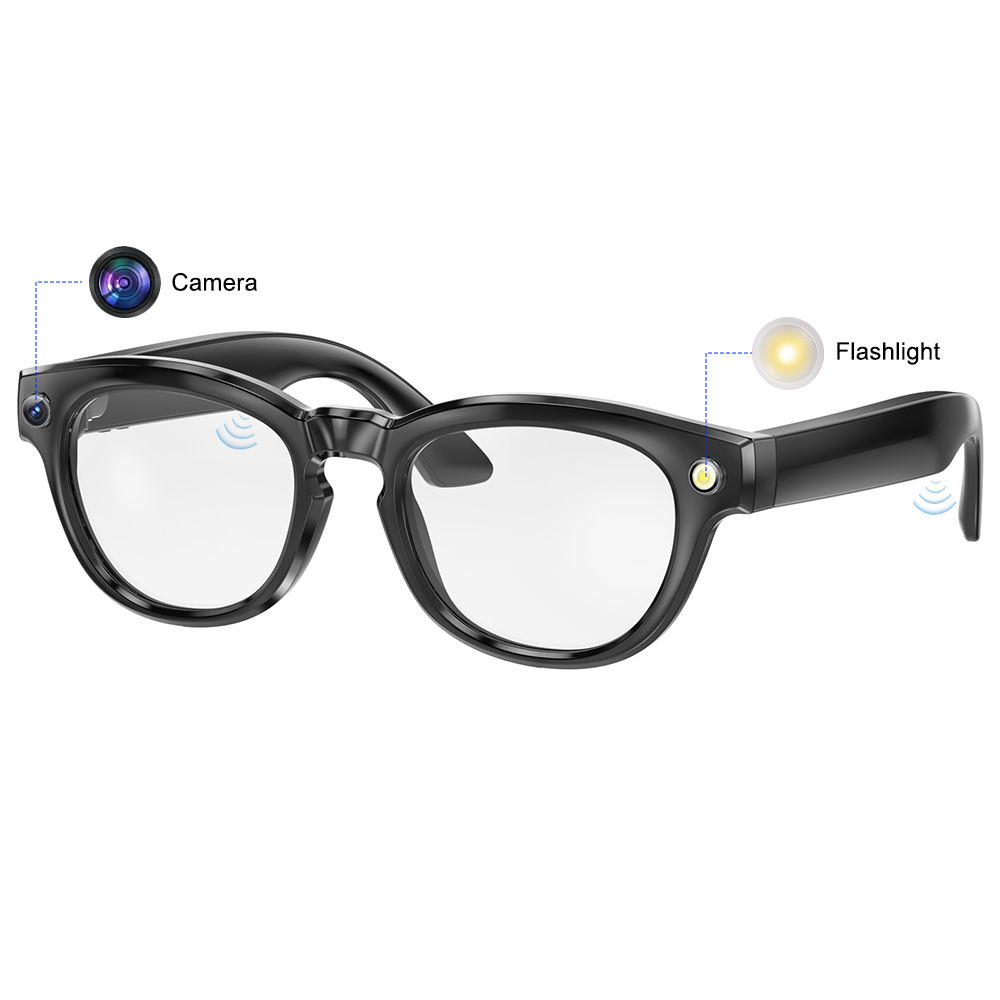 GS380 AI Smart Camera Glasses with Flashlight Take Photo Music Call Pedometer Distance Audio Wearable Video Recording Glasses