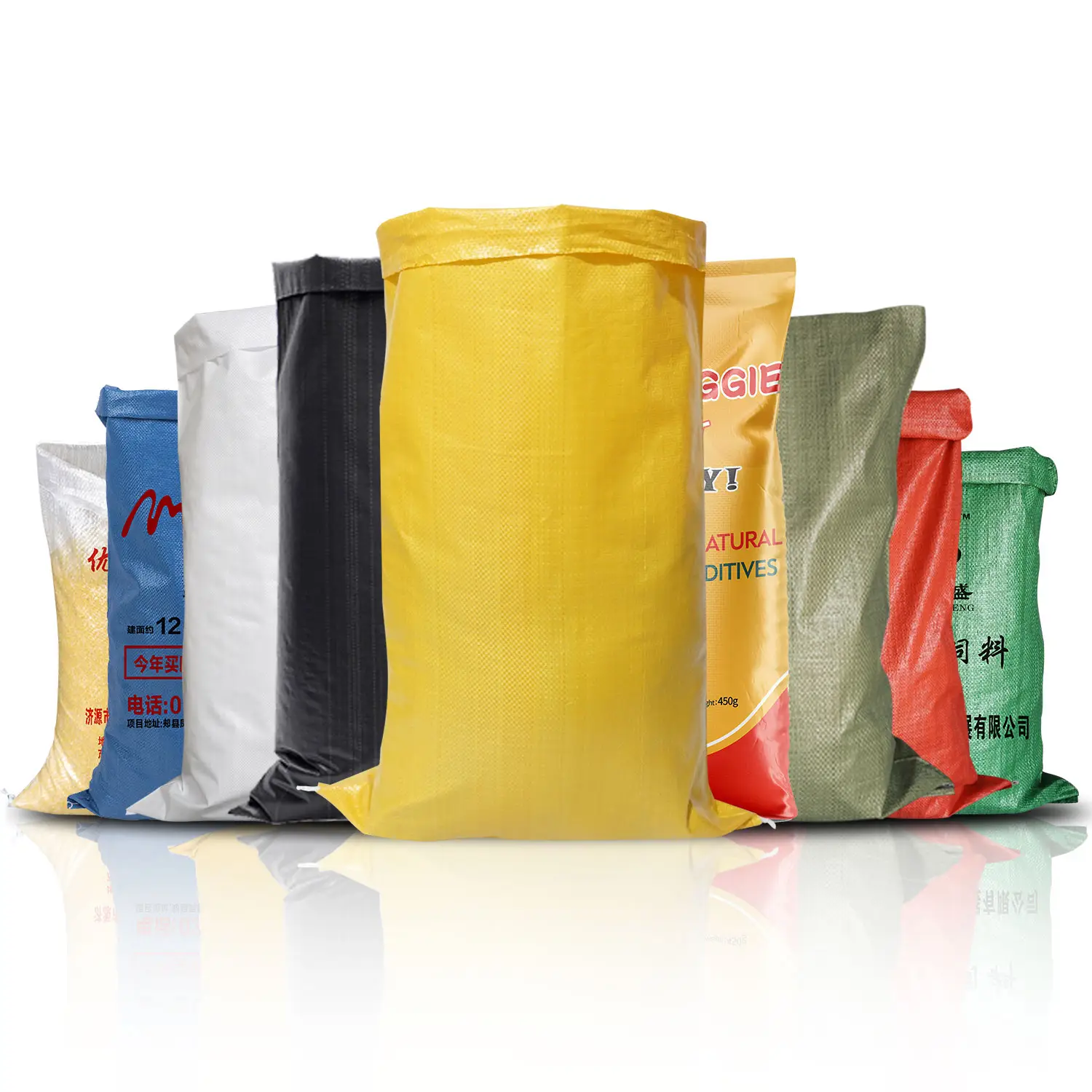 China White Yellow PP Woven-Bag Sack for Rice Flour Food Wheat for Agriculture Industrial Use plastik 25kg 50kg pp woven bag