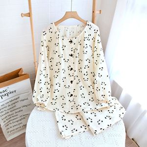 Pigiama da donna in cotone 100% comodo 2 pezzi con stampa pigiama <span class=keywords><strong>a</strong></span> maniche lunghe da donna <span class=keywords><strong>a</strong></span> casa - Product Image 5