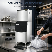 Machine à glaçons commerciale robuste, capacité de 188 kg par jour, refroidie par air et eau, pour restaurants, hôtels, exportation