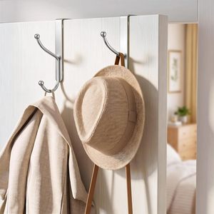 Bathroom 2 <b>Hooks</b> <b>Over</b> <b>the</b> <b>Door</b> DIY Flexible Holder Shelf Rack Metal Hanging Rack - Product Image 2