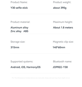 Nuovo Arrivo Y30 Asta Selfie 1.8M con Treppiede Magnetico e Supporto Telefono Bifacciale per Vlogging all'Aperto, Live Streaming e Registrazione - Product Image 5