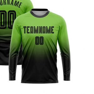 Green Black <b>Long</b> Sleeve Soccer Jersey Football Athletic Shirt Breathable Quick Dry Performance <b>Match</b> Training Uniform Men Teams - Product Image 2