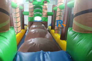 <span class=keywords><strong>Parcours</strong></span> d'obstacles gonflable interactif Jungle Tree avec ballon rebondissant pour équipe, jeu gonflable Wipeout avec toboggan - Product Image 5