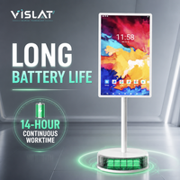 Vislat Écran LED publicitaire interactif sans fil Android intelligent portable mini pour l'intérieur et l'extérieur, 32 pouces, écran tactile