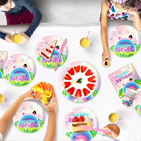 Ensemble de fournitures pour fête d'anniversaire d'enfants sur le thème magique, comprenant vaisselle, assiettes, gobelets et ballons décoratifs, bannière