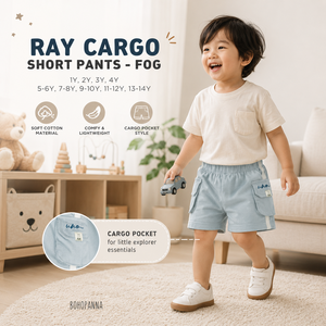 Shorts Bermuda bleu clair pour garçons avec taille élastique et poches latérales, vêtements d'été décontractés en tissu de coton respirant - Product Image 3
