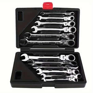 Jeu de clés à douille métriques réglables 8-19 mm, 12 pièces, avec étui, en acier Cr-V durable, kit d'outils manuels pour la maison et le <span class=keywords><strong>garage</strong></span>, y compris la taille 17 mm - Product Image 1