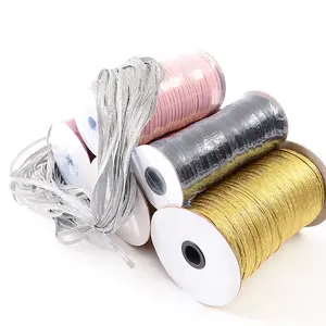 Hot Sale 1/4'' Glitter Elastic Band/Strap/String/Tape 6mm Metallic Stretchy Webbing for Hats/Garment/Notebook/Face Masks/Toys