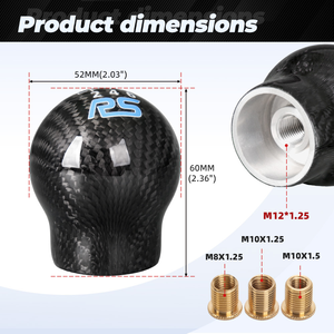 Pommeau de levier de vitesse manuel 6 vitesses en fibre de carbone avec 3 adaptateurs, accessoire universel de rénovation intérieure pour <span class=keywords><strong>Ford</strong></span> <span class=keywords><strong>Focus</strong></span> Red <span class=keywords><strong>ST</strong></span> - Product Image 3