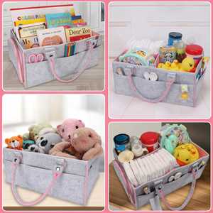 Portable Nursery Basket for Diapers Caddy Felt Diaper Caddy Organizer for <b>Baby</b> Stuff <b>Storage</b> - Product Image 3