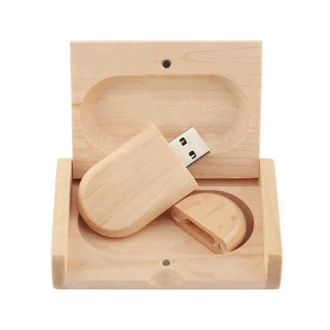 Customized Logo Creative Original Wooden USB Sticks With Box Pendrive 8Gb 16Gb Usb Flash Drive Bulk For Wedding Gift