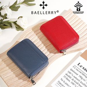 Baelerry Women's <b>Wallet</b> Genuine Leather RFID Blocking Compact Card <b>Holder</b> Red Blue - Product Image 1