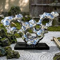 Miroir de cour chinoise de style zen oriental grandeur nature, sculpture creuse en acier inoxydable en forme de roche Taihu, sculptures en acier inoxydable