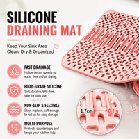 Tapis de séchage de vaisselle en silicone rectangulaires antidérapants et écologiques avec fonction de drainage pour la maison