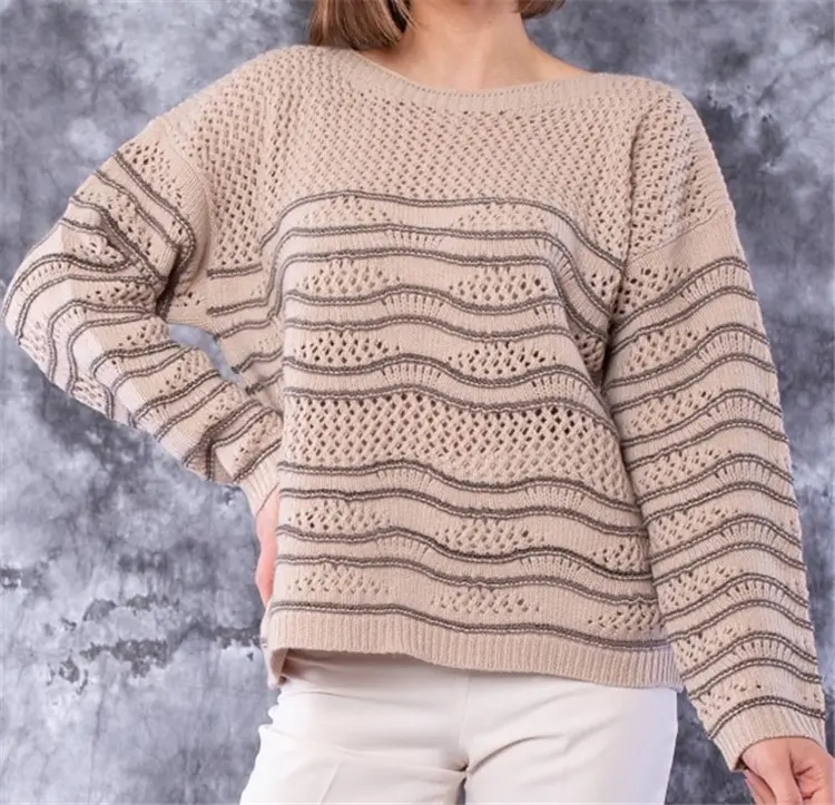 나는 Rocchi 모직 캐시미어 천 우연한 느슨한 니트 스웨터 뜨개질을 한 여자의 대원 스웨터 관례