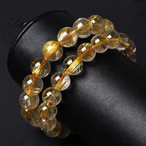 Natürliches Gold Titan Kristall Armband Hair stone Wealth Beads Einzel armband für Hochzeit oder Geburtstags geschenk - Product Image 2
