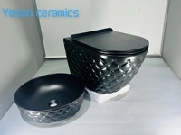 Yeson couleur dorée nouveau Design Style de luxe mural salle de bain céramique mur suspendu ensemble de toilette