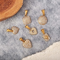 SSeeSY Pendentif Cœur Vintage Exquis en Acier Inoxydable Électroplaqué avec Breloque Zircon pour Bijoux Personnalisés DIY