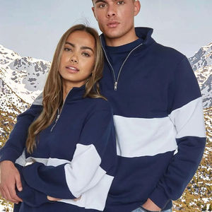 Oem Custom 100% Katoenen Color Block Trui Trui 1/4 Kwart Half Zip Sweatshirt Voor Heren - Product Image 1