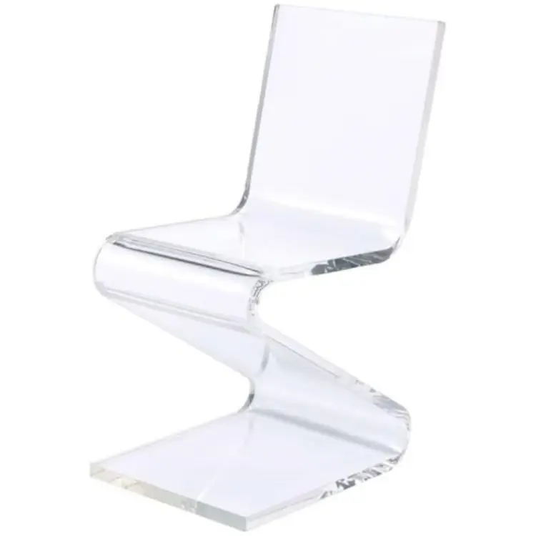 New Modern Fashion Style Acrylic plastic Solid Seat Clear Z-design Chair