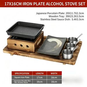 Ensemble de <span class=keywords><strong>barbecue</strong></span> coréen en <span class=keywords><strong>fonte</strong></span>, plaque de cuisson carrée avec réchaud à alcool, pour usage en restaurant - Product Image 6
