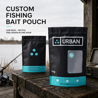 Sac à appâts de pêche imprimé sur mesure avec fermeture éclair, pochette autoportante, emballage d'appâts imperméable, résistant à l'humidité