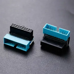 USB 3.0 20pin adaptor ekstensi laki-laki ke perempuan bersudut 90 derajat untuk soket konektor papan utama Motherboard