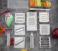 Groothandel Nieuw Geüpgradede 7-blads Interchangeable Multifunctionele Groentesnijder Set: Schijft, Rasp, Schilmesjes en Aardappelschillers