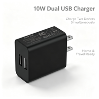 Charger Dinding Pengisian Cepat 5V2000mA Bersertifikasi RoHS FCC, Colokan US USB, Charger Ponsel Grosir 2 in 1, Charger Perjalanan dengan Logo