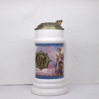 Chope à bière allemande avec médaillon d'aigle, gobelet à boire avec couvercle en céramique pour cadeaux d'anniversaire