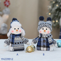 Décorations de Noël, poupée bonhomme de neige en tissu tricoté, poupée mignonne, décoration de comptoir de Noël, décoration de vitrine