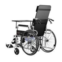 Fauteuil roulant hydraulique entièrement inclinable en acier carbone, coussin de siège lavable, roues solides de 24 pouces, repose-jambes réglables, accoudoirs et frein à main amovibles