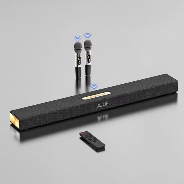 Factory Direct Sales Wooden Soundbar TV Audio System 2.0 Home Theater Karaoke for Wireless Microphone 8 Speakers