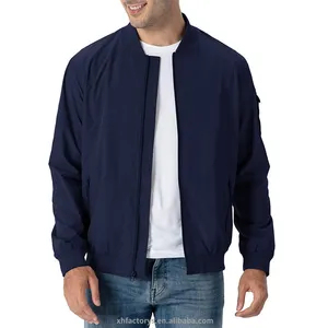 Custom logo zipper Navy Sky Blue flight jacket mens Letterman Warm men bomber Varsity jacket