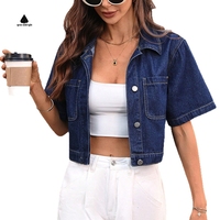 Vêtements d'été pour femmes de haute qualité, veste courte en jean vintage, haut court pour femmes, chemise en jean décontractée pour femmes