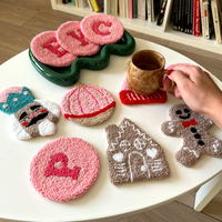 Décoration de vacances de Noël motif personnalisé tapis tasse sous-verres mignon café boisson poinçon aiguille caboteur