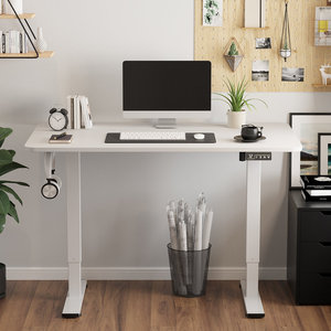 Bureau debout électrique AJUNION, bureau de travail réglable motorisé, surface de travail spacieuse, contrôle de hauteur fluide, bureau informatique - Product Image 1