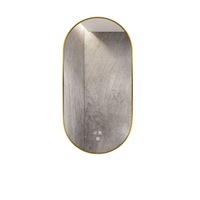 Miroir de salle de bain moderne de luxe avec éclairage LED, écran tactile intelligent doré et fonction anti-buée