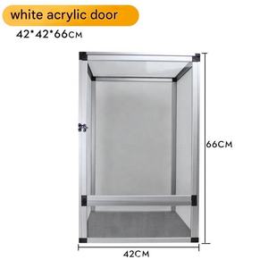 Cage pour animaux de compagnie en aluminium argenté de taille moyenne, en PVC, à motif solide, pour petits animaux, reptiles, bouton carré, écologique, durable, cage d'alimentation pour animaux de compagnie - Product Image 2