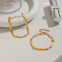 Bracelet à maillons en acier inoxydable plaqué or 18 carats pour femme, hypoallergénique, inaltérable, style minimaliste, vente en gros