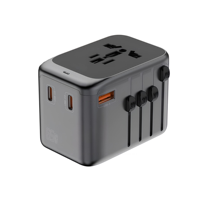 Adaptateur de voyage universel GaN 65W, adaptateur secteur international, adaptateur de prise de voyage tout-en-un pour les États-Unis, le Royaume-Uni, l'Europe et l'Australie