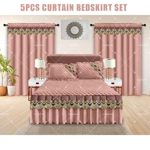 5 pièces ensemble de jupe de lit rideau solide jupe de lit en dentelle de luxe avec rideau assorti ensemble de literie de remplissage en coton king size pour un usage domestique - Product Image 4