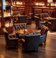 Set da Bar con Divano, Tavolo, Sedia Americana Tiger, Bancone per Bar, Caffetteria e Sala da Pranzo in Stile Retrò