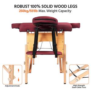 Mesa de masaje portátil, cama de Spa, altura plegable ajustable, cama de masaje de 2 pliegues, cama de tatuaje de salón Facial profesional de cuero Pu - Product Image 3