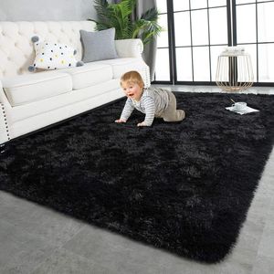 Tapis de salon rectangulaire moderne en polyester doux et moelleux, abstrait, fabriqué à la machine - Product Image 6