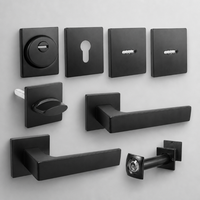 Ensemble de poignée de porte intérieure avec serrure à mortaise, finition noir mat, rosette carrée, poignée carrée, ensemble de serrure avec visière carrée